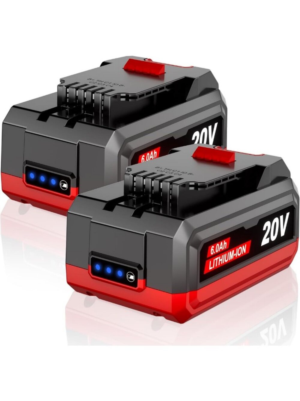 High Capacity 2-Pack 6.0Ah Lithium Replacement Batteries for 20V Power Tools